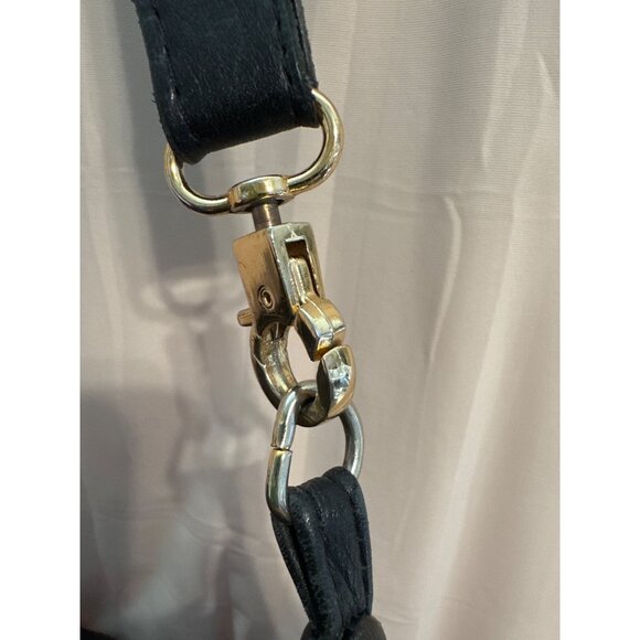 VTG Anna Corinna Black Leather Mid City Large Fold Over Tote Satchel - Picture 6 of 10